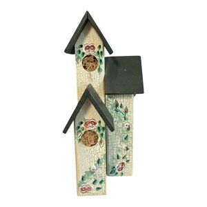 Vintage Decorative Double Birdhouse Cottage Figure Floral Design
